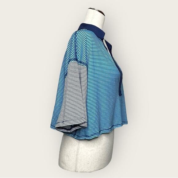 EUC | We the Free | Striped Oversized Crop Top | Blue | Small - Picture 5 of 16